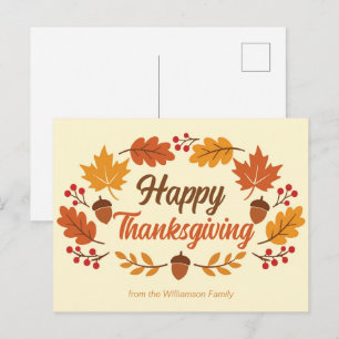Cartes Pour Fêtes Annuelles Jolie couronne de feuilles personnalisée pour le j