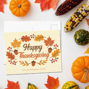 Cartes Pour Fêtes Annuelles Jolie couronne de feuilles personnalisée pour le j