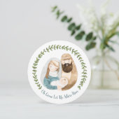 Cartes Pour Fêtes Annuelles Jolie crèche chrétienne Noël aquarelle (Debout devant)