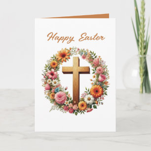 Cartes Pour Fêtes Annuelles Jolie Croix de Pâques joyeuse ajouter un message à