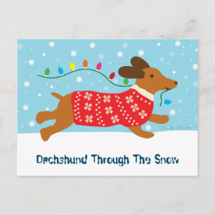 Cartes Pour Fêtes Annuelles Jolie Dachshund À Travers Les Fêtes De Noël De Nei