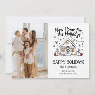 Cartes Pour Fêtes Annuelles Jolie Doodle Nouvelle Maison pour les Vacances Dép
