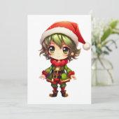 Cartes Pour Fêtes Annuelles Jolie elfe d'anime (Debout devant)