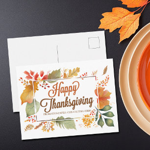 Cartes Pour Fêtes Annuelles Jolie Entreprise Joyeux Thanksgiving Feuille Perso
