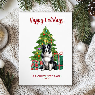 Cartes Pour Fêtes Annuelles Jolie famille de chien Border Collie Noël