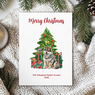Cartes Pour Fêtes Annuelles Jolie famille de chien Husky pour Noël
