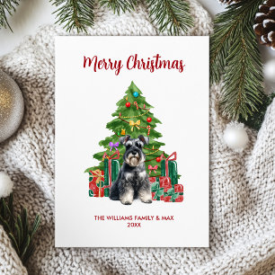 Cartes Pour Fêtes Annuelles Jolie famille de chien Schnauzer miniature à Noël
