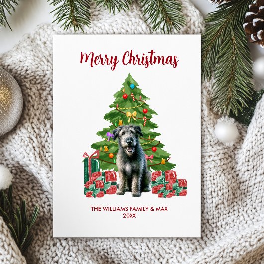 Cartes Pour Fêtes Annuelles Jolie famille de chiens de loup irlandais Noël