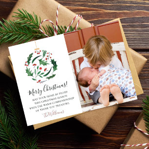 Cartes Pour Fêtes Annuelles Jolie Famille de Noël Photo Rouge Vert Drôle
