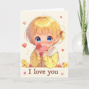 Cartes Pour Fêtes Annuelles Jolie Fille Anime Amour