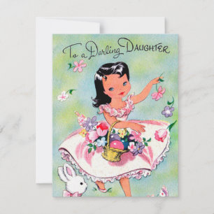 Cartes Pour Fêtes Annuelles Jolie fille vintage de Pâques rétro ajouter un mes