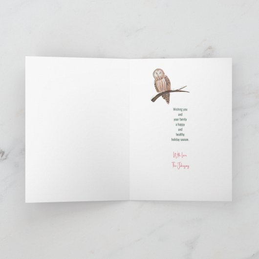 Cartes Pour Fêtes Annuelles Jolie forêt d'animaux verts Noël (Intérieur)