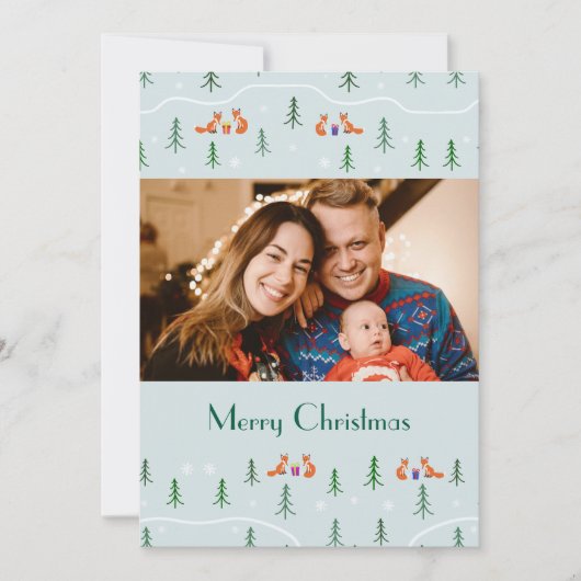 Cartes Pour Fêtes Annuelles Jolie forêt scandinave de Noël photo (Devant)