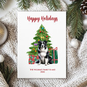 Cartes Pour Fêtes Annuelles Jolie frontière Collie Chien Famille Noël