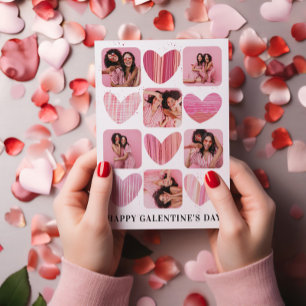 Cartes Pour Fêtes Annuelles Jolie Galentine Coeurs rose & Photo