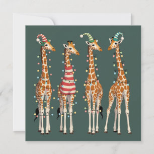 Cartes Pour Fêtes Annuelles Jolie girafe de Noël drôle amateur d'animaux de fê