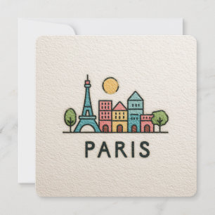 Cartes Pour Fêtes Annuelles Jolie Horizon Minimaliste de Paris