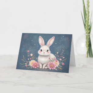 Cartes Pour Fêtes Annuelles Jolie Lapin Floral Pâques