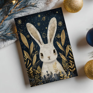 Cartes Pour Fêtes Annuelles Jolie Lapin Nordique Forêt Joyeux Noël Photo