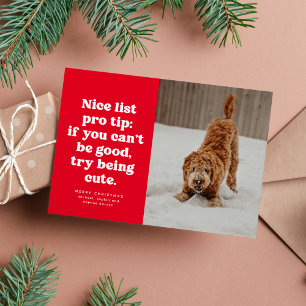 Cartes Pour Fêtes Annuelles Jolie liste drôle mignon photo rouge Noël