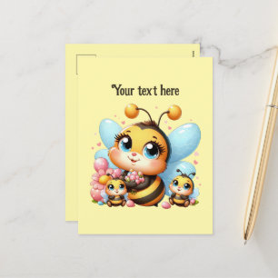 Cartes Pour Fêtes Annuelles Jolie maman et bébé abeilles personnalisables