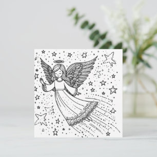 Cartes Pour Fêtes Annuelles Jolie œuvre d'art à colorier Ange gardien