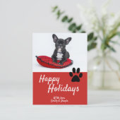 Cartes Pour Fêtes Annuelles Jolie Paw Red Script Chien Photo Happy (Debout devant)