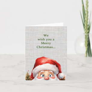 Cartes Pour Fêtes Annuelles Jolie Peeking Funny Père Noël Noël