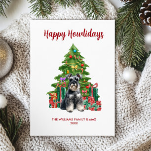 Cartes Pour Fêtes Annuelles Jolie petite Schnauzer Chien Famille Noël