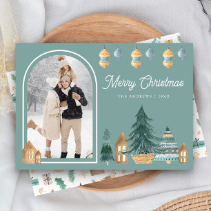 Cartes Pour Fêtes Annuelles Jolie photo d'arche nordique traditionnelle Noël s