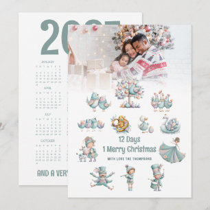 Cartes Pour Fêtes Annuelles Jolie photo de calendrier 2027 12 jours de Noël