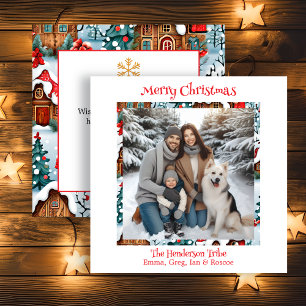 Cartes Pour Fêtes Annuelles Jolie photo de famille de Noël au style cottage