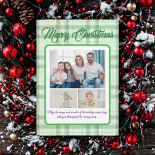 Cartes Pour Fêtes Annuelles Jolie photo de Noël au tartan vert