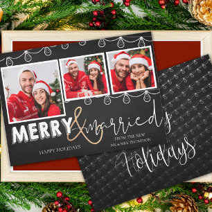 Cartes Pour Fêtes Annuelles Jolie photo de Noël de mariage et de joie