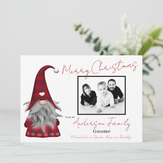 Cartes Pour Fêtes Annuelles Jolie photo Joyeux elfe de Noël Personnalisé Gnome (Debout devant)
