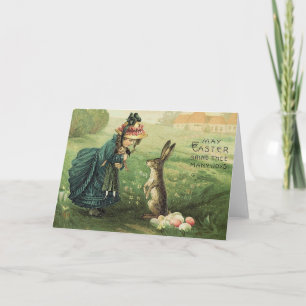Cartes Pour Fêtes Annuelles Jolie poupée victorienne lapin de Pâques