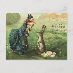 Cartes Pour Fêtes Annuelles Jolie poupée victorienne lapin de Pâques