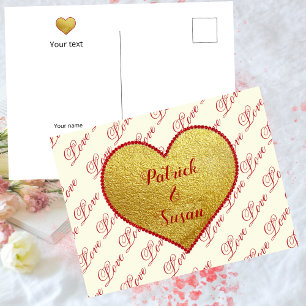 Cartes Pour Fêtes Annuelles Jolie Rouge Or Coeur Aimer Typographie Valentines