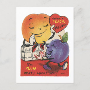 Cartes Pour Fêtes Annuelles Jolie Saint-Valentin de fruit rétro vintage