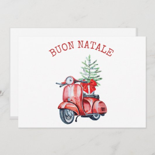 Cartes Pour Fêtes Annuelles Jolie Scooter Buon Natale voeux de vacances (Devant / Derrière)