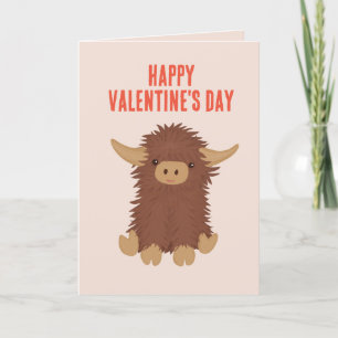 Cartes Pour Fêtes Annuelles Jolie, shaggy Vache Highland Design Valentine