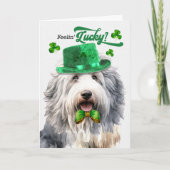 Cartes Pour Fêtes Annuelles Jolie Sheepdog Feelin' Lucky St Patrick's Day (Devant)