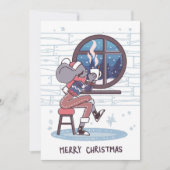 Cartes Pour Fêtes Annuelles Jolie souris de Noël (Devant)