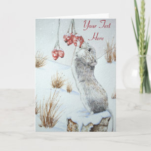 Cartes Pour Fêtes Annuelles jolie souris neige