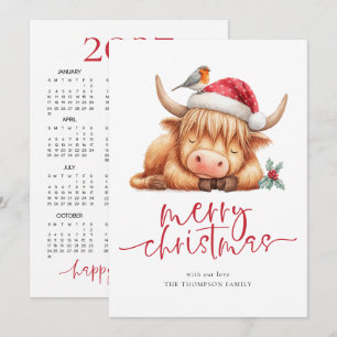 Cartes Pour Fêtes Annuelles Jolie vache des Highlands Calendrier 2027 Joyeux N