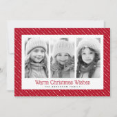 Cartes Pour Fêtes Annuelles Jolies bandes pointillées joyeux Noël 3 photos rou (Devant)