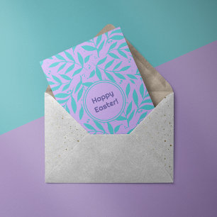 Cartes Pour Fêtes Annuelles Jolies branches turquoise et violette heureux pâqu