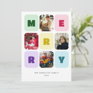 Cartes Pour Fêtes Annuelles Jolies couleurs pastel Blocs de photos Joyeux Noël