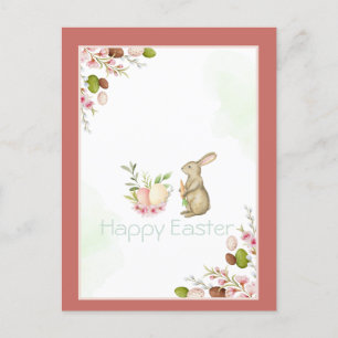 Cartes Pour Fêtes Annuelles Jolies fleurs de lapin de Pâques Œufs