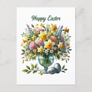 Cartes Pour Fêtes Annuelles Jolies fleurs joyeuses de Pâques Vacances 